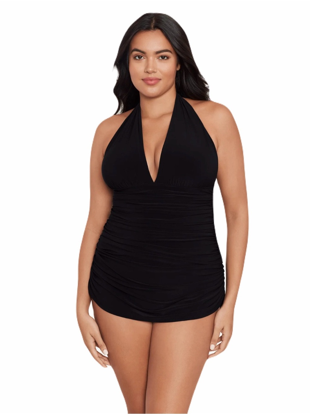 Magicsuit Curvy Yvonne Halter Swimsuit Dress in Black, Women’s Plus size 18W